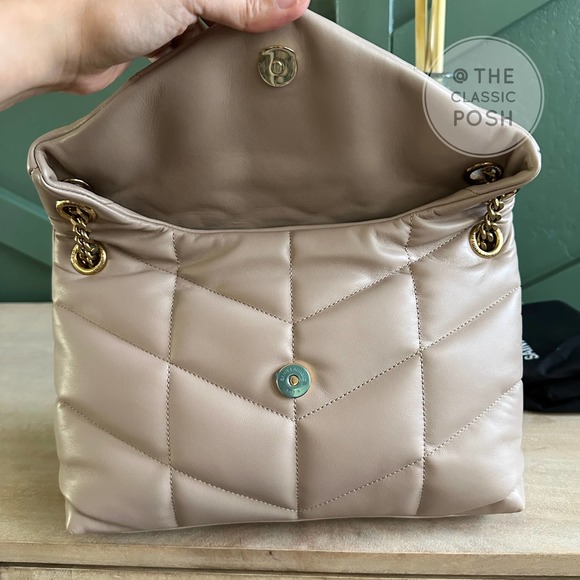 ❌SOLD❌Saint Laurent Loulou Puffer Small Darke Beige Gold HW - Picture 13 of 16